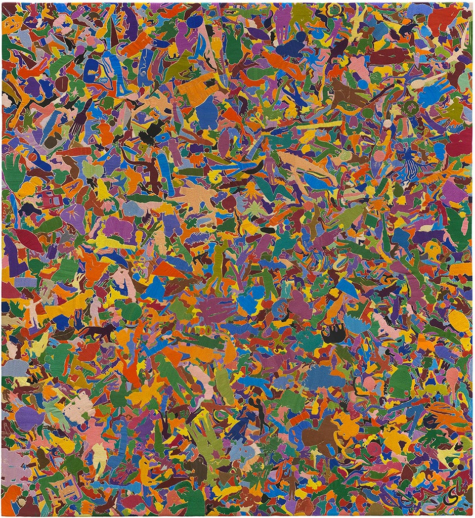 An abstract, multicolored tapestry.