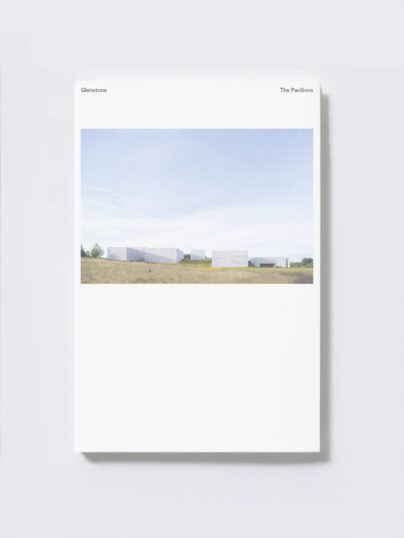 A copy of Glenstone's publication about the Pavilions sits on a flat surface.