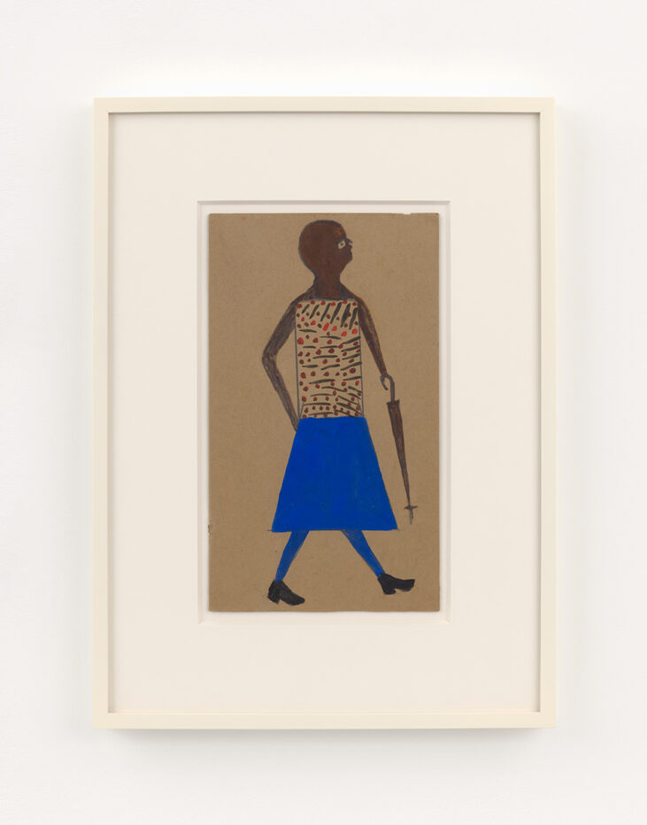 Woman with Umbrella and Blue Skirt