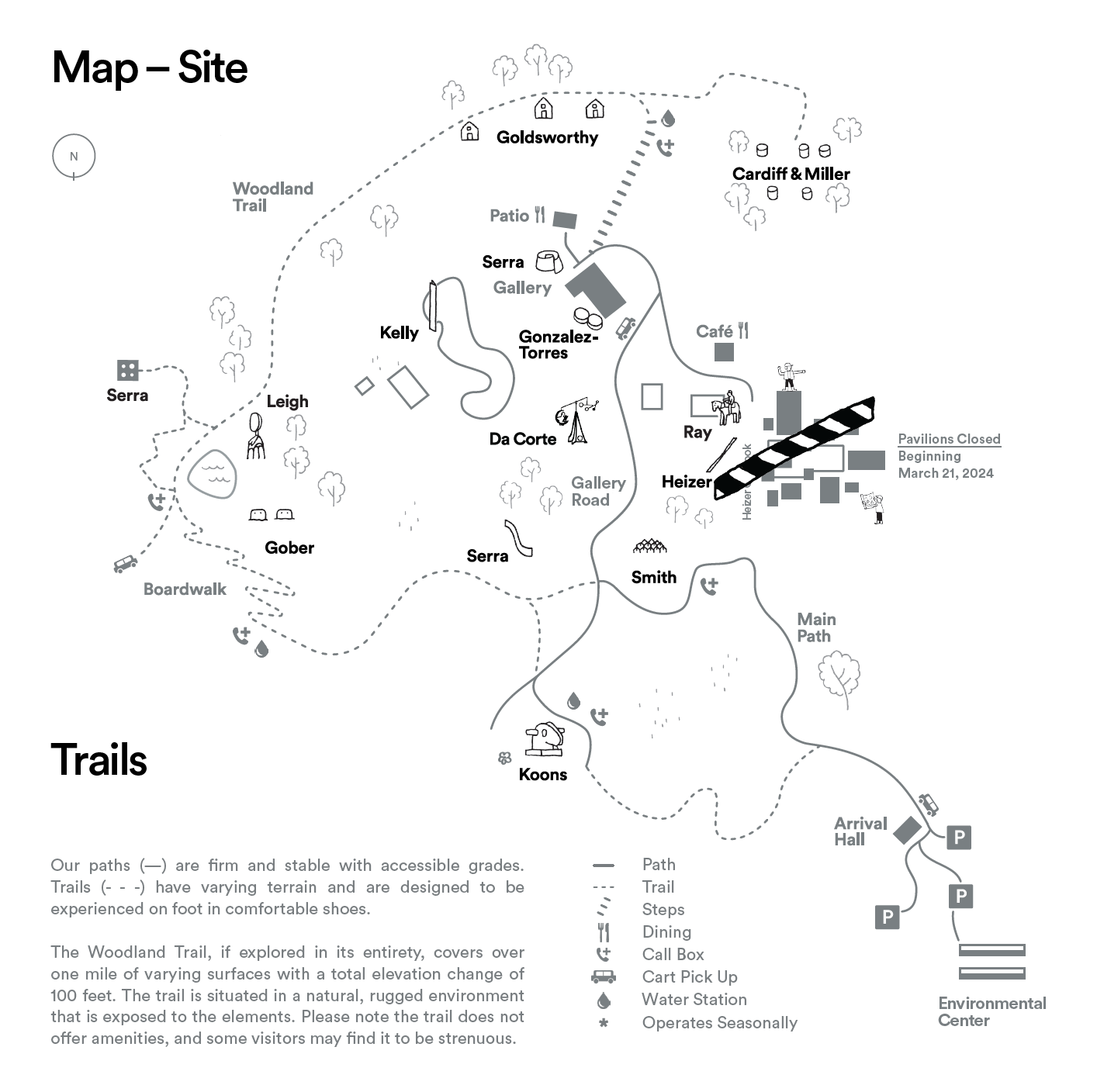 A map of Glenstone's grounds.